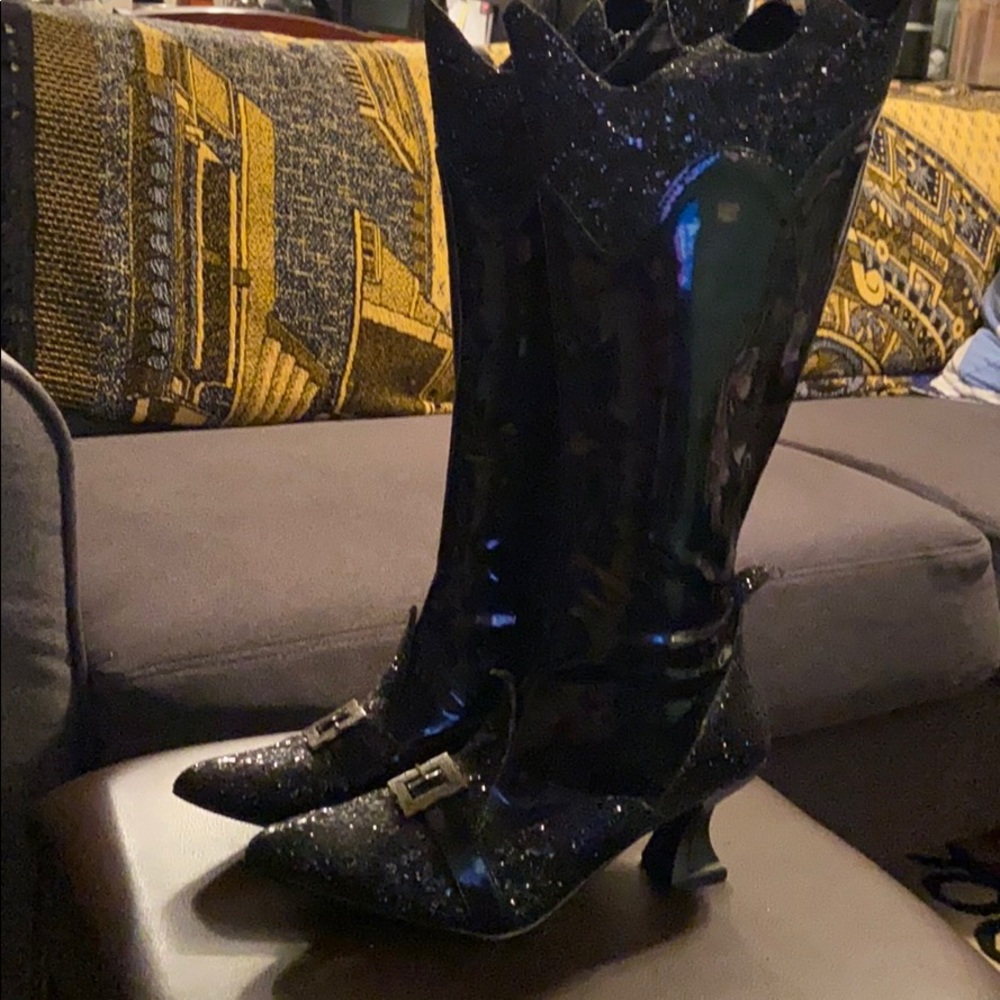 Black Knee-High Witch Costume Boots, Size 7
